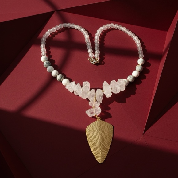 TERRA GEMMS Vault Series White Quartz Nugget Picasso Jasper Collectible Necklace - Picture 4 of 6